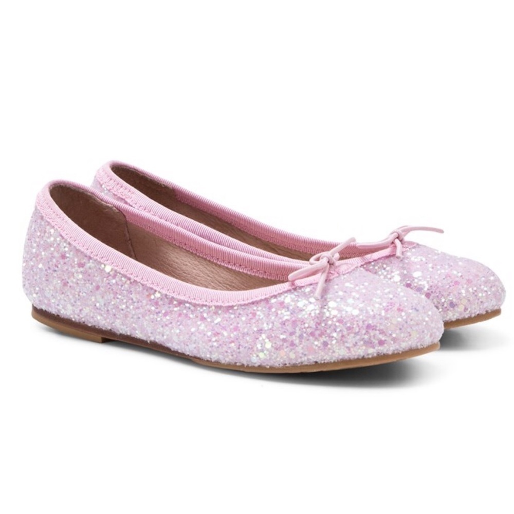 EUC Bloch Pink Sparkle flats with bow size 13.